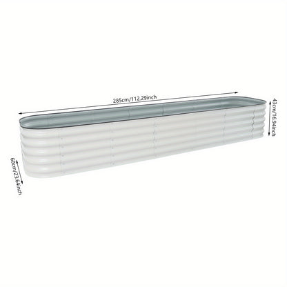 Verhoogde Plantenbak – Verhoogd Moestuinbed – Kweekbak – Bloembak – Plantenbak Op Poten – Metalen Staalconstructie – 285x60x43 cm – Weerbestendig Wit