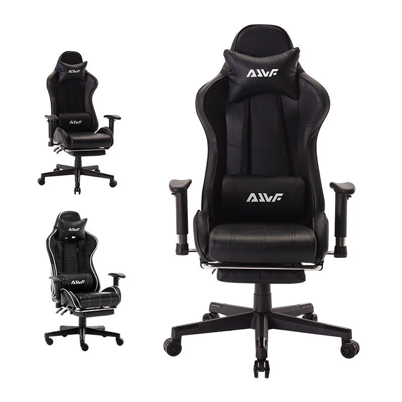 Gamingstoel – Gamestoel – Gaming Chair – Game Stoel – Bureaustoel – Ergonomische Lendesteun – Verstelbare Rugleuning met Voetensteun – Zwart PU Leer