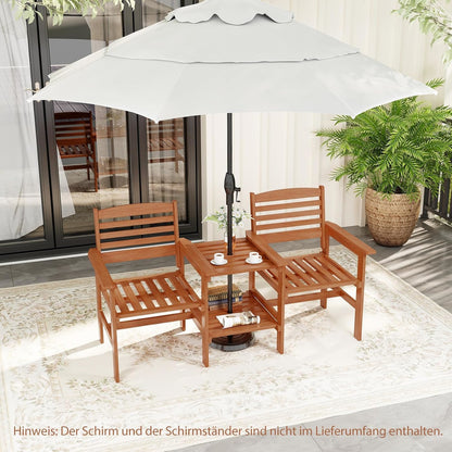 Houten Loveseat – Buitenbankje – Tuinbank – 2-Zits Sofa – Loungeset – Duurzaam Hout – Inclusief Parasolgat