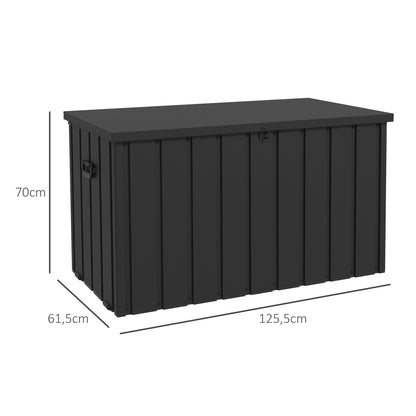 Tuinkist – Opbergbox – Kussenbox – Tuinopbergbox – Tuinbox – 450 Liter Inhoud – Stalen Behuizing Met Gasveer Deksel