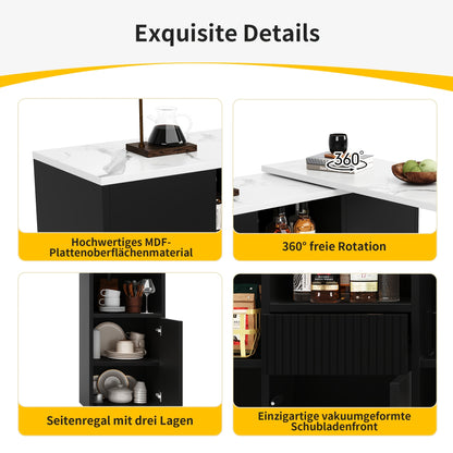 Bartafel – Statafel – Keukentafel – Barmeubel – Bistrotafel – Uitschuifbaar – Opbergruimte – Bamboe – Zwart – Mobiel