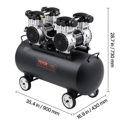 Luchtcompressor – Compressor – Pneumatische Compressor – Airpump – Compressor Machine – Zwarte Variant – Oli-vrije 3 kW Motor – 20 Gallon 90 PSI Reservoir