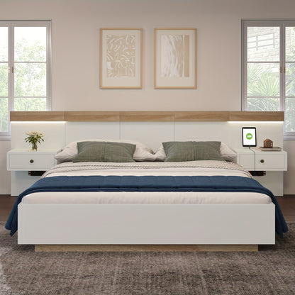 With 2 Bedside Tables And Double Bed System 180 X 200 Cm, Bedroom Set - 205x284x90.5 Cm (L/W/H), (excluding Mattress)
