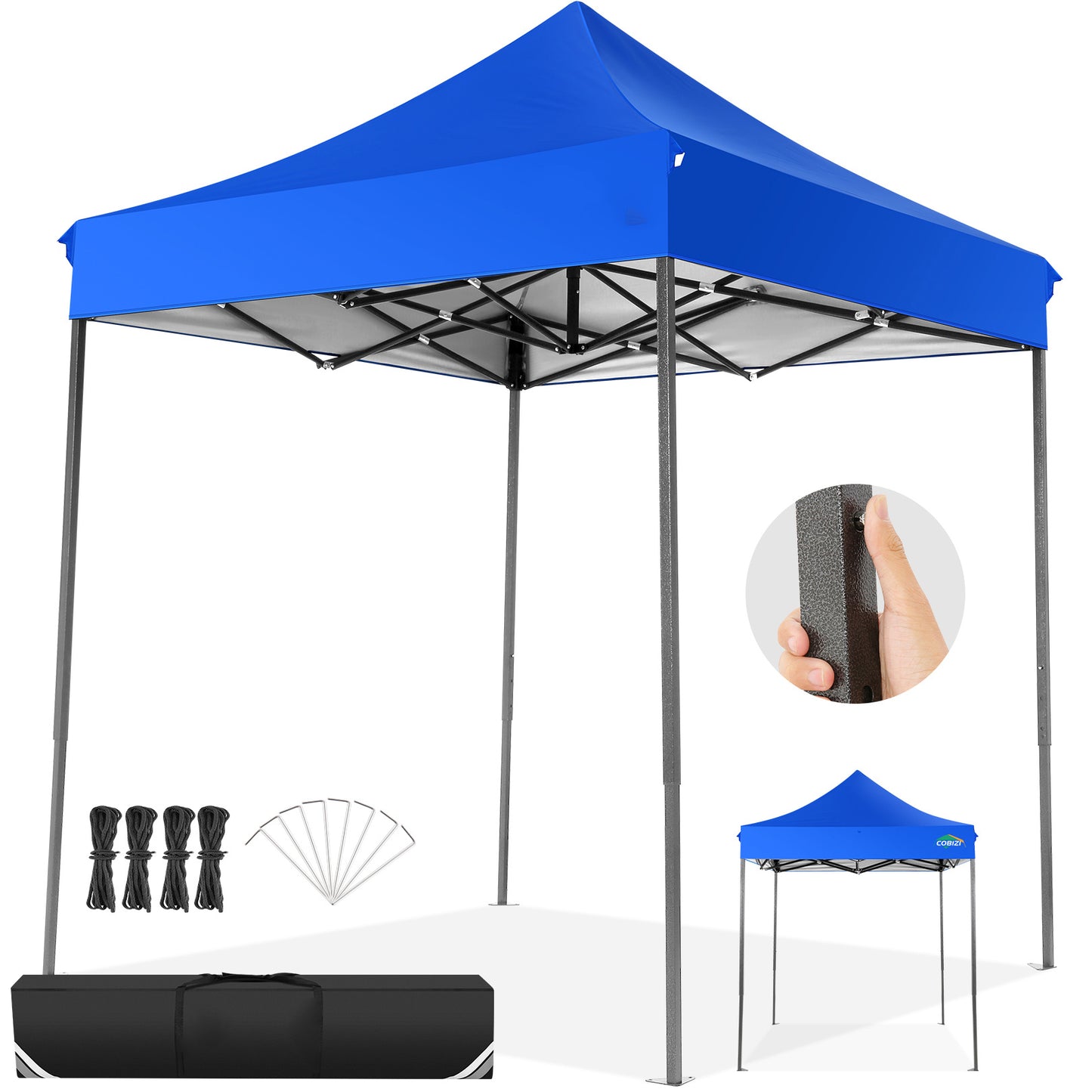 2x2M Pop-Up Canopy Tent Temporary Shelter Without Sidewalls Easy To Set Up Outdoor Canopy UPF 50+ Instant Party Tent With Carry Bag Quick To Assemble By One Person Suitable For Outdoor Events Gardens Commercial Use And Market