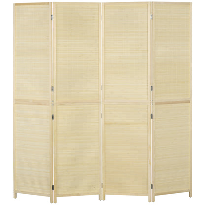 Bamboe Kamerscherm – Kamerscheiding – Roomdivider – Vouwscherm – Privacy Scherm – Natuurlijke Houtkleur – 4 Panelen 180x180 cm – Lichtgewicht & Opvouwbaar