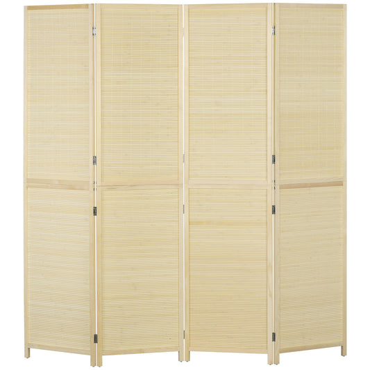 Bamboe Kamerscherm – Kamerscheiding – Roomdivider – Vouwscherm – Privacy Scherm – Natuurlijke Houtkleur – 4 Panelen 180x180 cm – Lichtgewicht & Opvouwbaar
