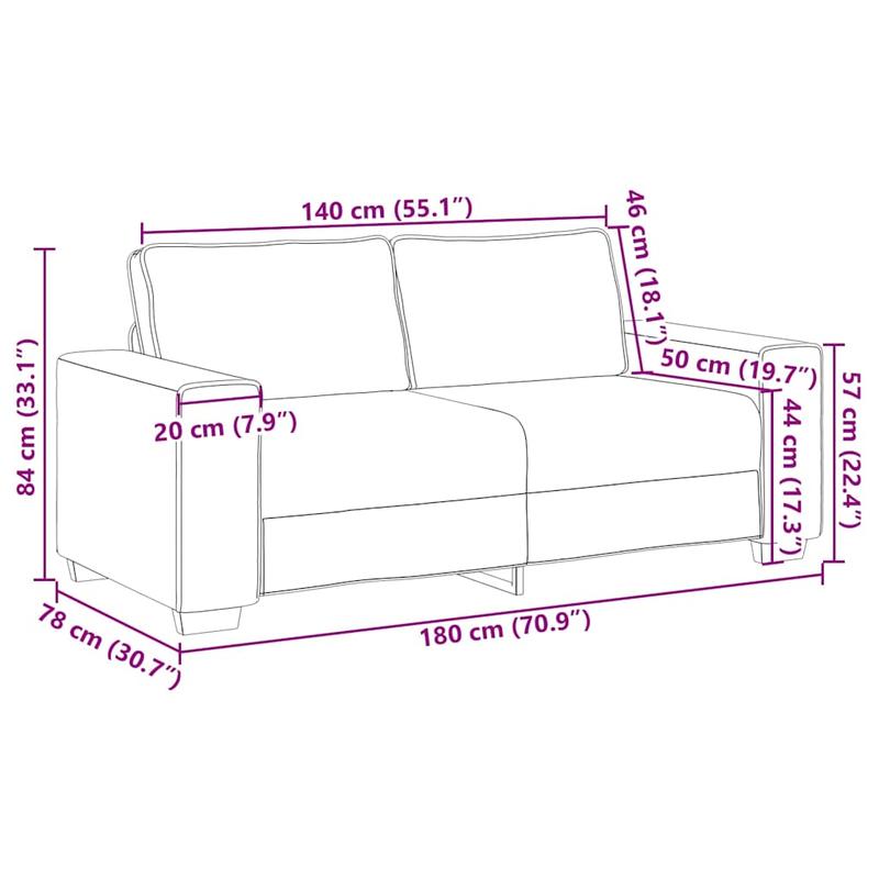 2-zitsbank – Loveseat – Sofa – 2-persoonsbank – Bankstel – Taupe – Compact 140 cm – Duurzaam Hardhoutframe