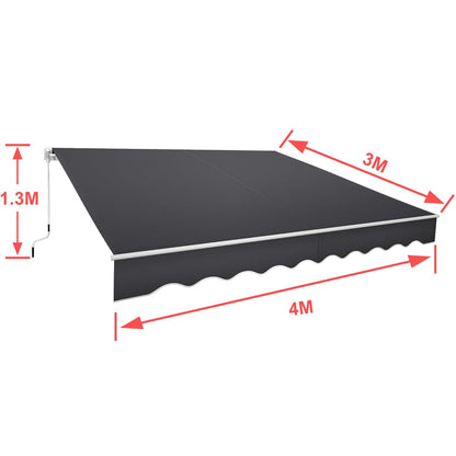 Manual Articulated Arm Awning Awning with Crank, Sun Awning Sun Protection Balcony Awning Patio Awning Clamp Awning for Balcony And Veranda Dark Gray