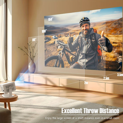 Projector – Beamer – Mini Beamer – Smart Projector – Draagbare Projector – 650 ANSI Lumens – Native 1080P Full HD – Android 11 – Automatische Keystone Correctie – 150 Inch Scherm