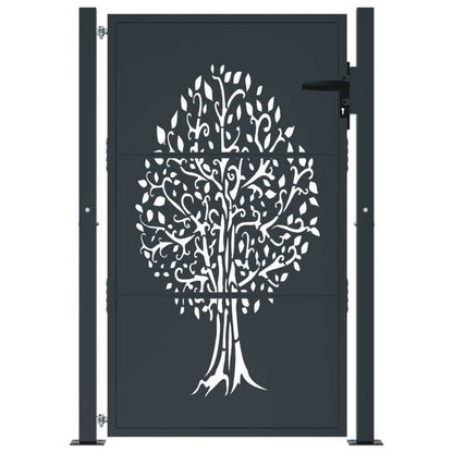 Metalen Tuinpoort – Tuinhek – Tuinpoortje – Tuindeur – Hekwerk – Antraciet – 105x155 cm – Duurzaam Staal – Boompatroon Design