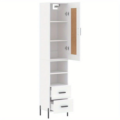 High Cabinet 34.5X34X180 Cm Processed Wood White Storage Cabinet in The Hallway, This Cabinet Offers Ample Storage Space to Keep All Your Items Organized, Suitable for Offices, Bedrooms, Living Rooms, Kitchens, And Hallways.