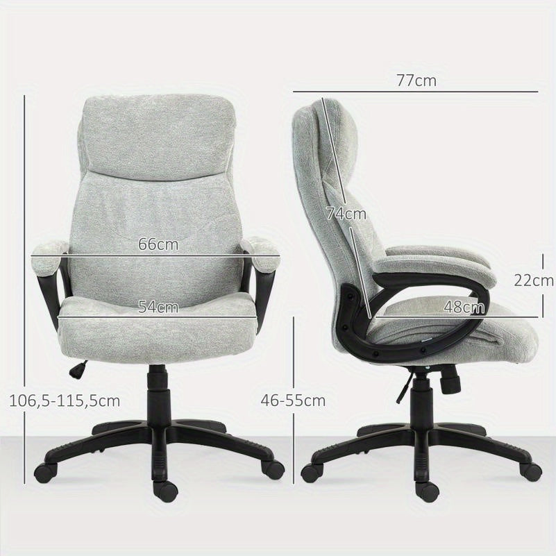 Bureaustoel – Bureaustoel Ergonomisch – Draaistoel – Werkstoel – Studietoel – Verstelbare Zithoogte – Stevig PVC Frame – Lichtgrijs – Comfortabele Leren Bekleding – Max 120 kg