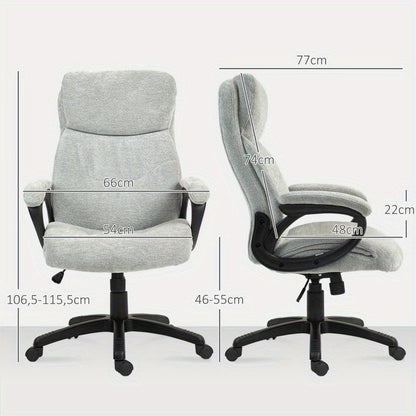 Bureaustoel – Bureaustoel Ergonomisch – Draaistoel – Werkstoel – Studietoel – Verstelbare Zithoogte – Stevig PVC Frame – Lichtgrijs – Comfortabele Leren Bekleding – Max 120 kg