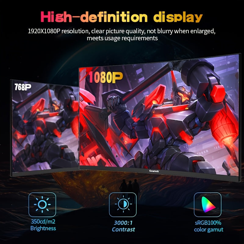 27 Inch Gaming Monitor – Curved Scherm – PC Beeldscherm – Computer Monitor – Monitor 180Hz – Full HD 1080p – FreeSync – Oogbescherming