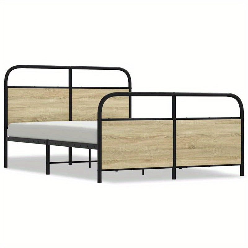 Single bed, Sonoma oak metal structure without mattress 140x200cm