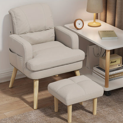 Relaxstoel – Leisure Fauteuil – Verstelbare Fauteuil – Zitstoel – Leunstoel – Verstelbare Rugleuning – Inclusief Voetenbank – Katoen-Linnen Bekleding