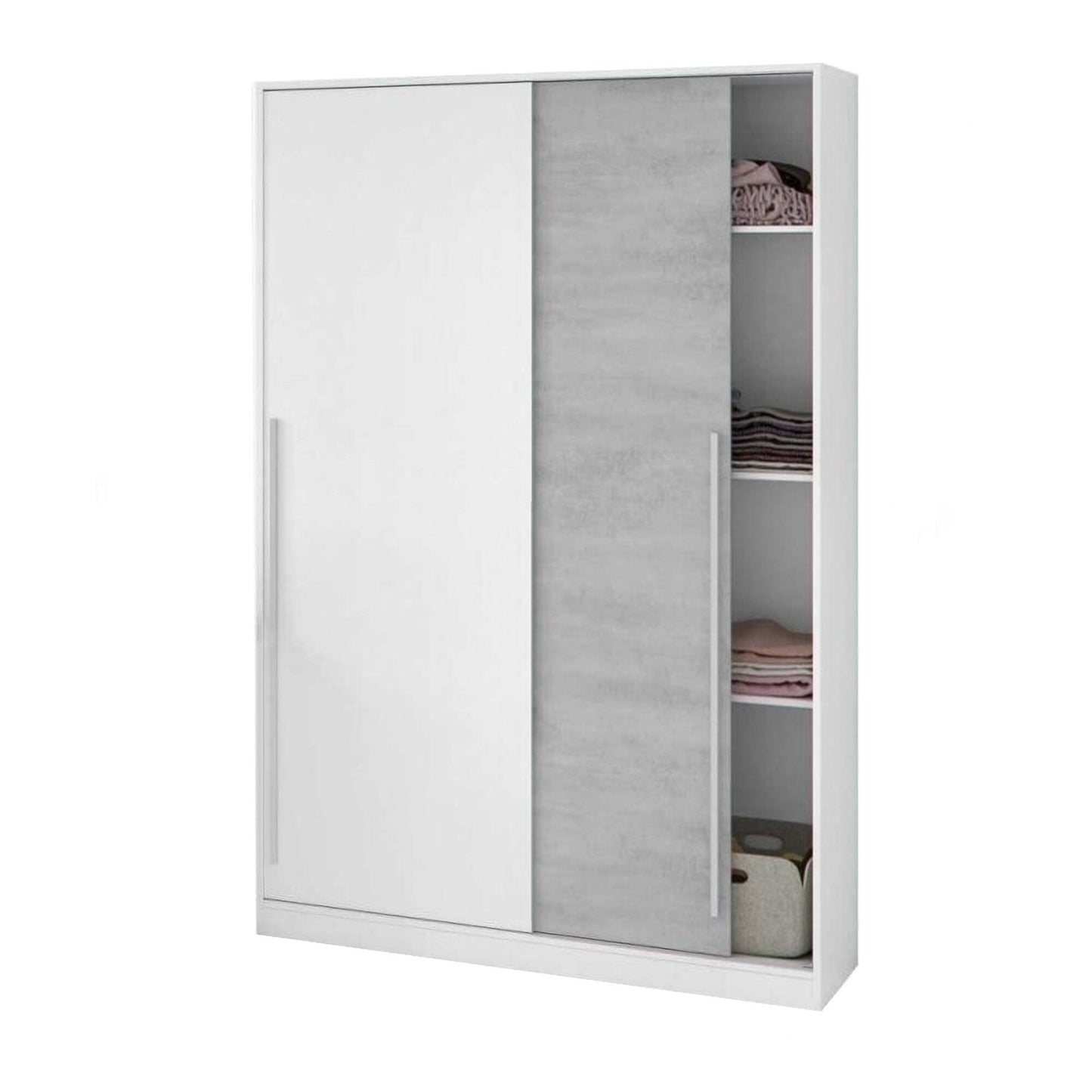 2-Door Wardrobe, Bedroom Closet with Hanging Rod and 3 Shelves, 120x50x200 cm, Available in 2 Colors