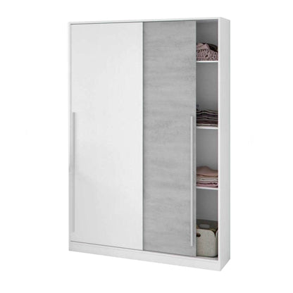 2-Door Wardrobe, Bedroom Closet with Hanging Rod and 3 Shelves, 120x50x200 cm, Available in 2 Colors
