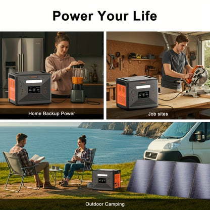 Powerbank – Draagbare Stroomvoorziening – Mobiele Energiebron – Noodstroom – Solar Generator – 2304Wh Capaciteit – 2500W Continu Vermogen met 4 AC Stopcontacten