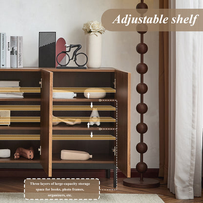 Sideboard – Dressoir – Opbergkast – Buffetkast – Kast – Donker Geoliede Houtkleur – 150x40x80 cm – Uniek 3D Golfpatroon – Verstelbare Planken en Kantelbeveiliging
