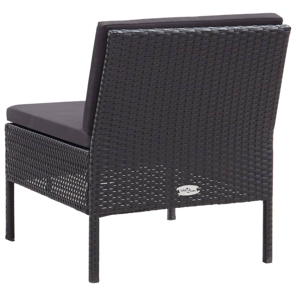Loungeset – Tuinset – Loungemeubels – Buitenbank – Black – Weerbestendig Poly Rattan – Comfortabele Dikke Kussens