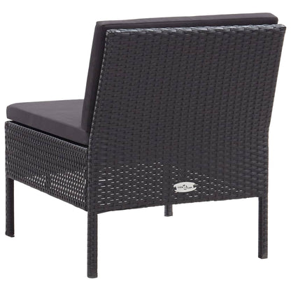 Loungeset – Tuinset – Loungemeubels – Buitenbank – Black – Weerbestendig Poly Rattan – Comfortabele Dikke Kussens