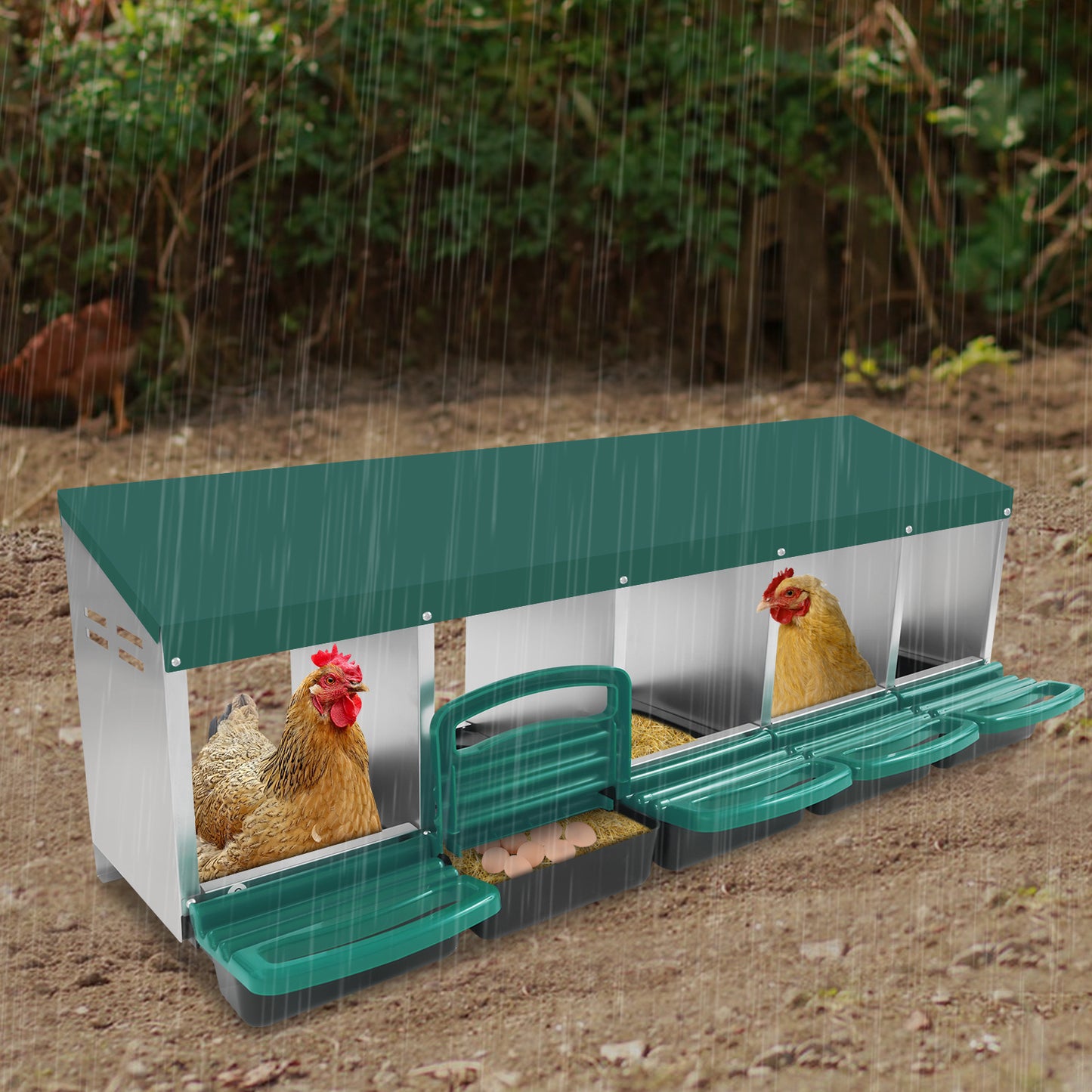 Kippenhok – Kippenren – Nestkast – Legnest – Nestbox – 5 Compartimenten – Gegalvaniseerd Staal – Ventilatie