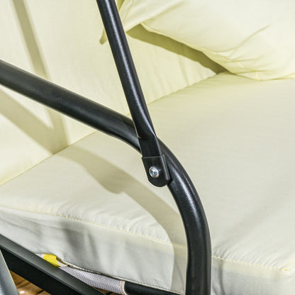 3-persoons Hollywood Schommel – Tuinbank – Loungebank – Terrasbank – Buitenbank – Verstelbaar Zonnedak – Stabiel Metalen Frame 240 kg Capaciteit – Crème Wit