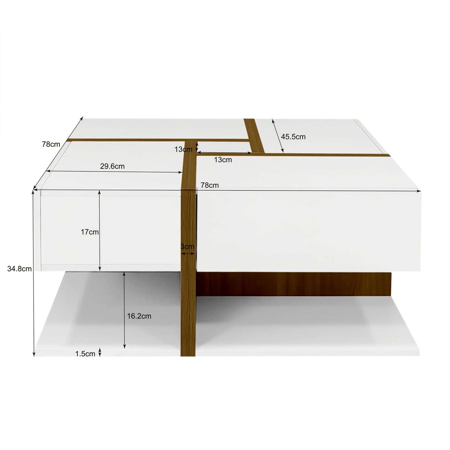 Modern High-Gloss Coffee Table - White & Golden Accent Living Room Center Table, Heavy-Duty Metal Construction, Space-Saving Design for Small Apartments, Easy Assembly (No Wood Components) - Ideal for Apartments, Offices, Hot
