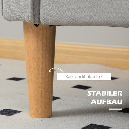 2-zitsbank – Tweezitsbank – Sofa – Loveseat – Bank – Lichtgrijs – Met Opbergruimte – Massief Houten Frame – Compacte Afmetingen 117x62x78 cm