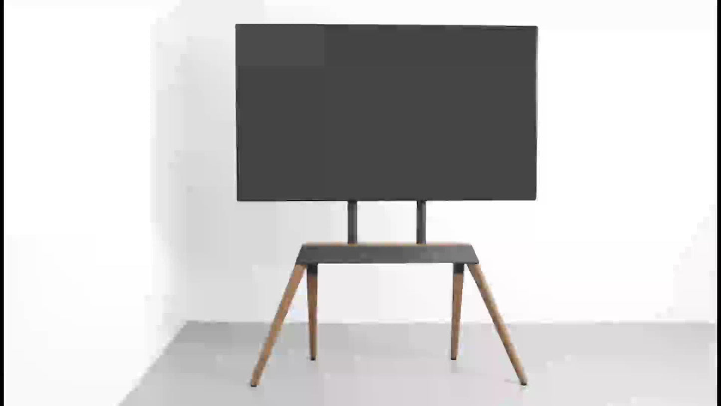 TV-standaard – Tv-meubel – Tv-houder – Vrijstaande Tv-poot – Houten Tv-standaard Bruin – Hoogte Verstelbaar – Geschikt Voor 40-86 Inch Televisies