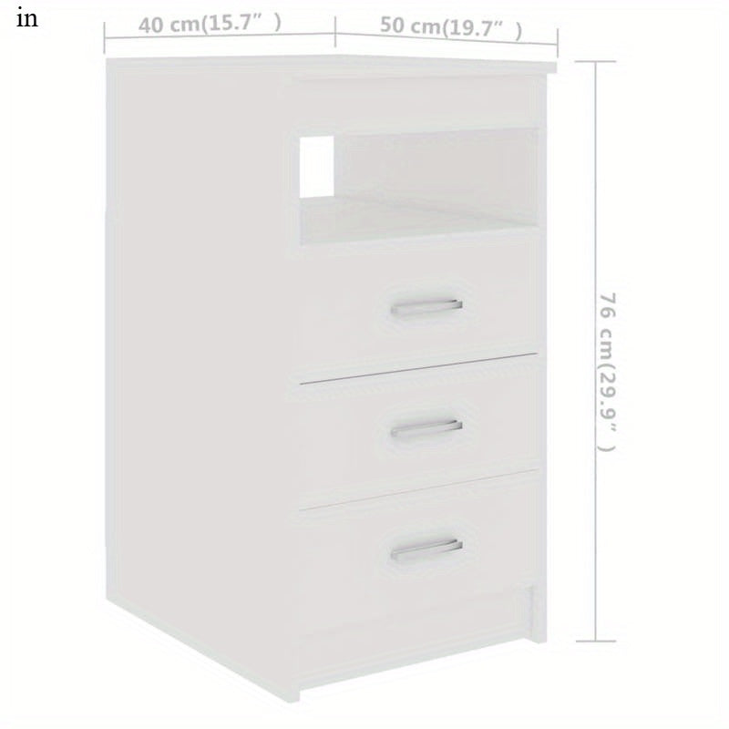 Nachtkastje – Bijzettafel – Ladekast – Nachtkast – Slaapkamerkast – Wit – 3 Lades – Compact 40x50x76 cm – Hout & Kunstboard – Geen Elektriciteit – Eenvoudige Montage