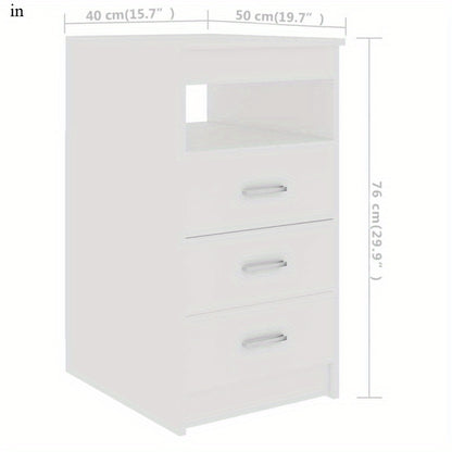 Nachtkastje – Bijzettafel – Ladekast – Nachtkast – Slaapkamerkast – Wit – 3 Lades – Compact 40x50x76 cm – Hout & Kunstboard – Geen Elektriciteit – Eenvoudige Montage
