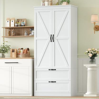 Hoge Kast – Opbergkast – Keukenkast – Boekenkast – Dressoir – Wit – 178,5 cm Hoog – Verstelbare Planken – Duurzaam Hout