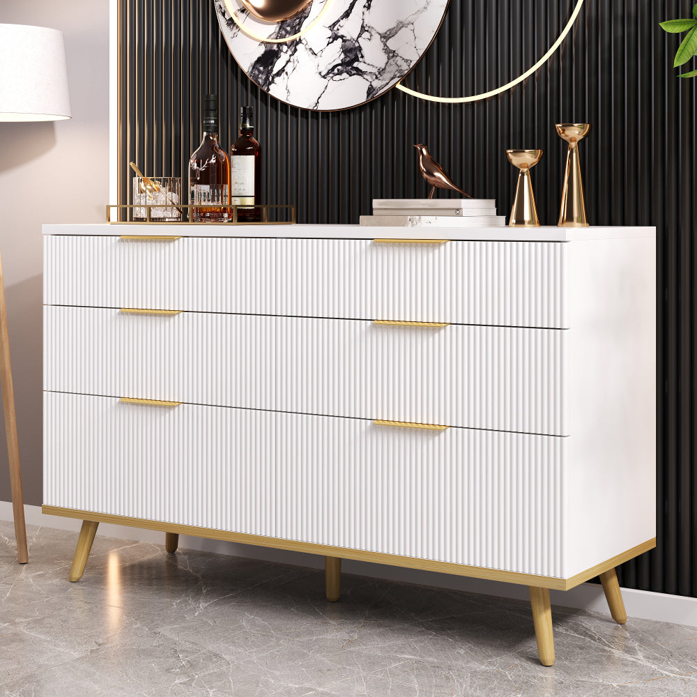 Modern 6-Drawer -Standing Cabinet/Sideboard - Lightweight Sturdy Frame Suitable for, Bedroom & Hallway - Elegant Storage Unit with Spacious Drawers, Modern Furniture (Assembly Required)
