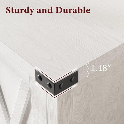Farmhouse Sidetable – Dressoir – Buffetkast – Opbergkast – Haltafel – Compact Ontwerp – Stevig MDF Metalen Poten – Wit Met Bruin