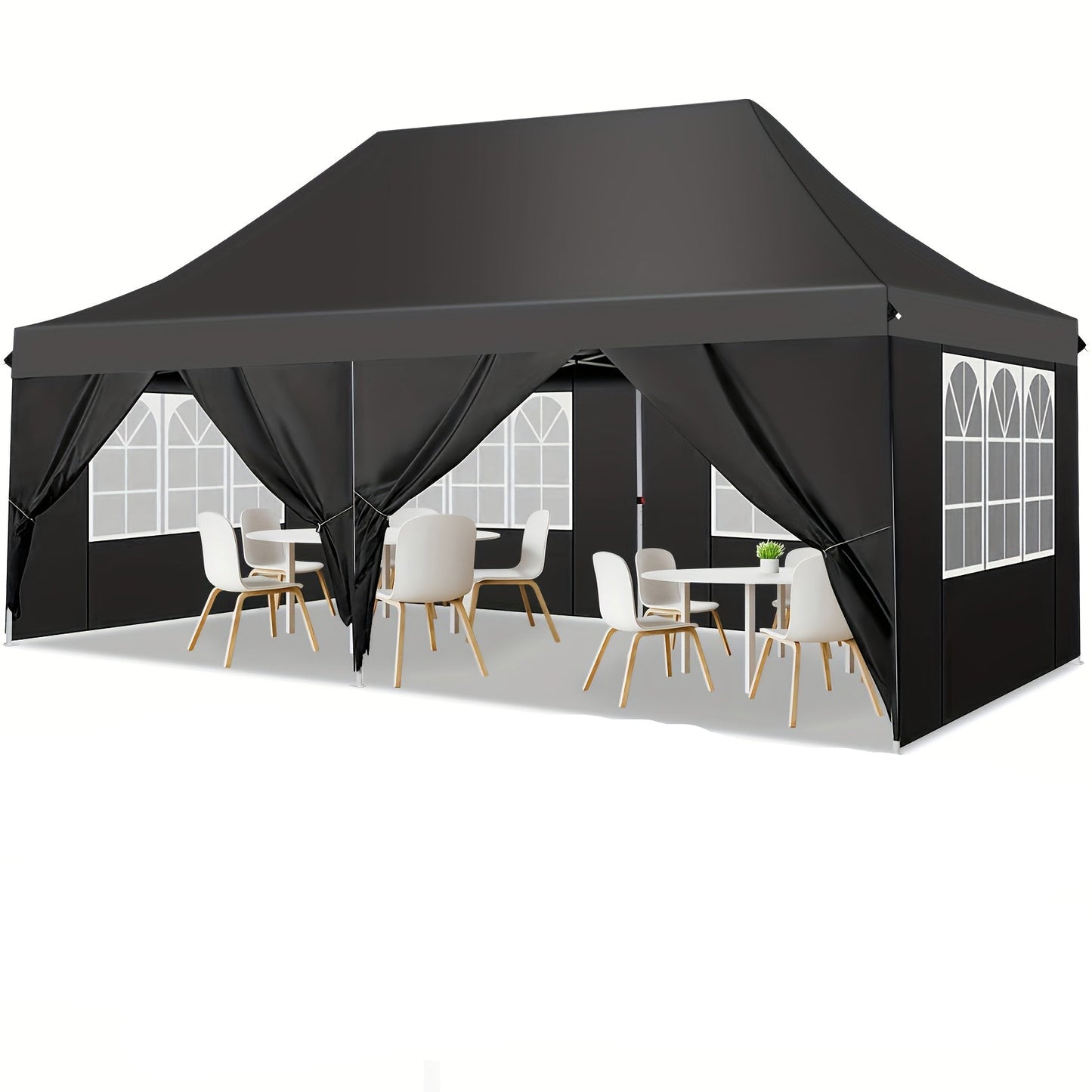 Partytent – Paviljoen – Tuintent – Feesttent – Overkapping – Opvouwbaar – 3x3 m – 6 Afneembare Zijwanden – Aluminium Frame – Polyester doek – Zwart