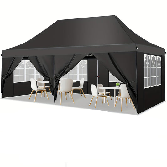 Partytent – Paviljoen – Tuintent – Feesttent – Overkapping – Opvouwbaar – 3x3 m – 6 Afneembare Zijwanden – Aluminium Frame – Polyester doek – Zwart