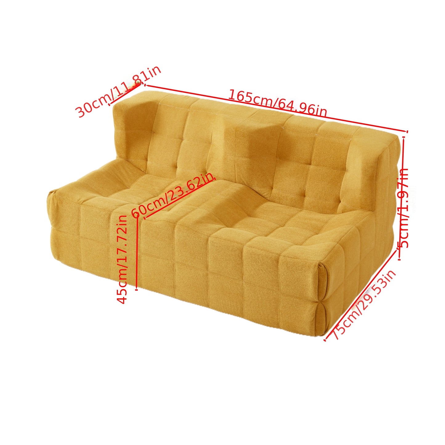 Zitzak – Bean Bag – Loungestoel – Loungebank – Floor Sofa – Geel – Extra Groot – Katoen – Zonder Hout – Eenvoudige Montage