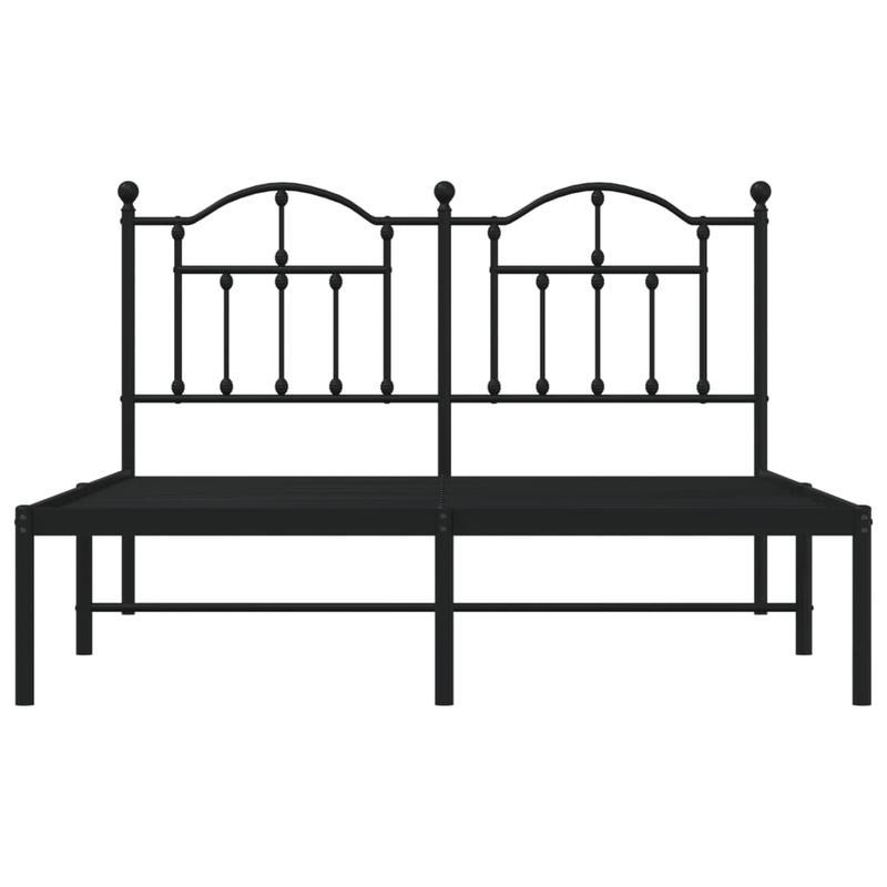 Bedframe – Stalen Bedframe – Metaal Bed – Slaapbank – Bedonderstel – Zwart Hoofdeinde – 140x190 cm – Stevig Metalen Frame