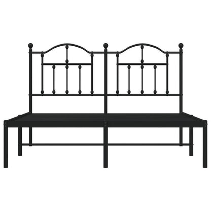 Bedframe – Stalen Bedframe – Metaal Bed – Slaapbank – Bedonderstel – Zwart Hoofdeinde – 140x190 cm – Stevig Metalen Frame