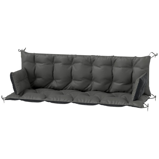 Buitenkussen – Tuinkussen – Tuinstoelkussen – Sierkussen – Zitkussen – Waterbestendig Polyester – 180x110x8 cm – Foamvulling – Antraciet/Zwart