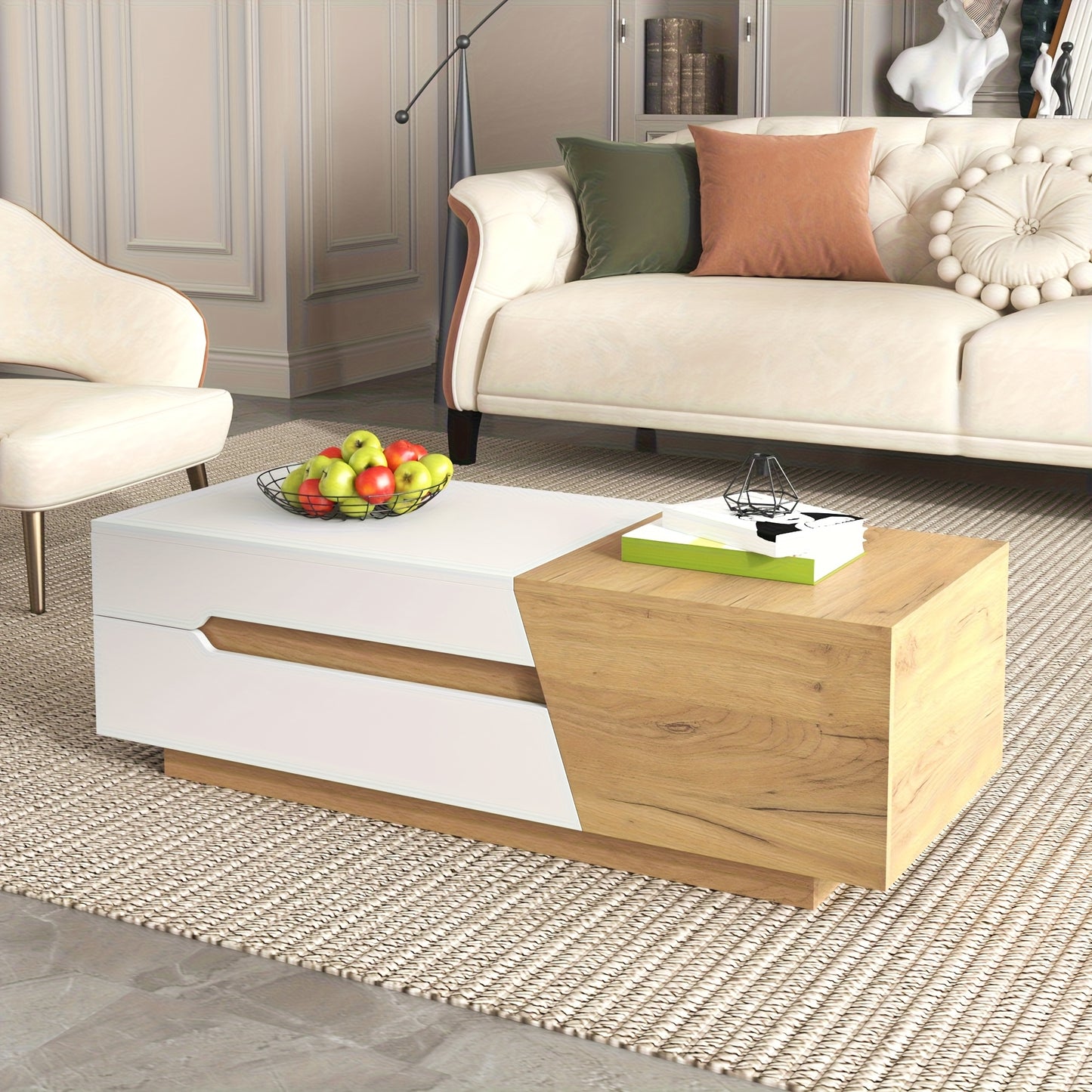 Uitschuiftafel – Salontafel – Klaptafel – Vouwtafel – Eettafel – Verborgen Opbergruimte – Volledig Voorgemonteerd