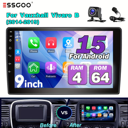 Multimedia Android Autoradio – 2 DIN Car Stereo – Incar Entertainment Systeem – Touchscreen Radio – Auto Display – 4+64GB Geheugen – 9 Inch IPS Scherm – Inclusief AHD Camera