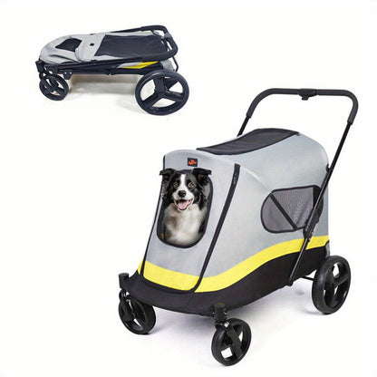 Hond Jogger Stroller – Hondenwagen – Hond Buggy – Hond Wandelwagen – Hond Pushchair – Extra Groot – Inclusief Regenhoes – 4 Wielen – Stevig Stalen Frame – Comfortabel Voor Oudere Honden