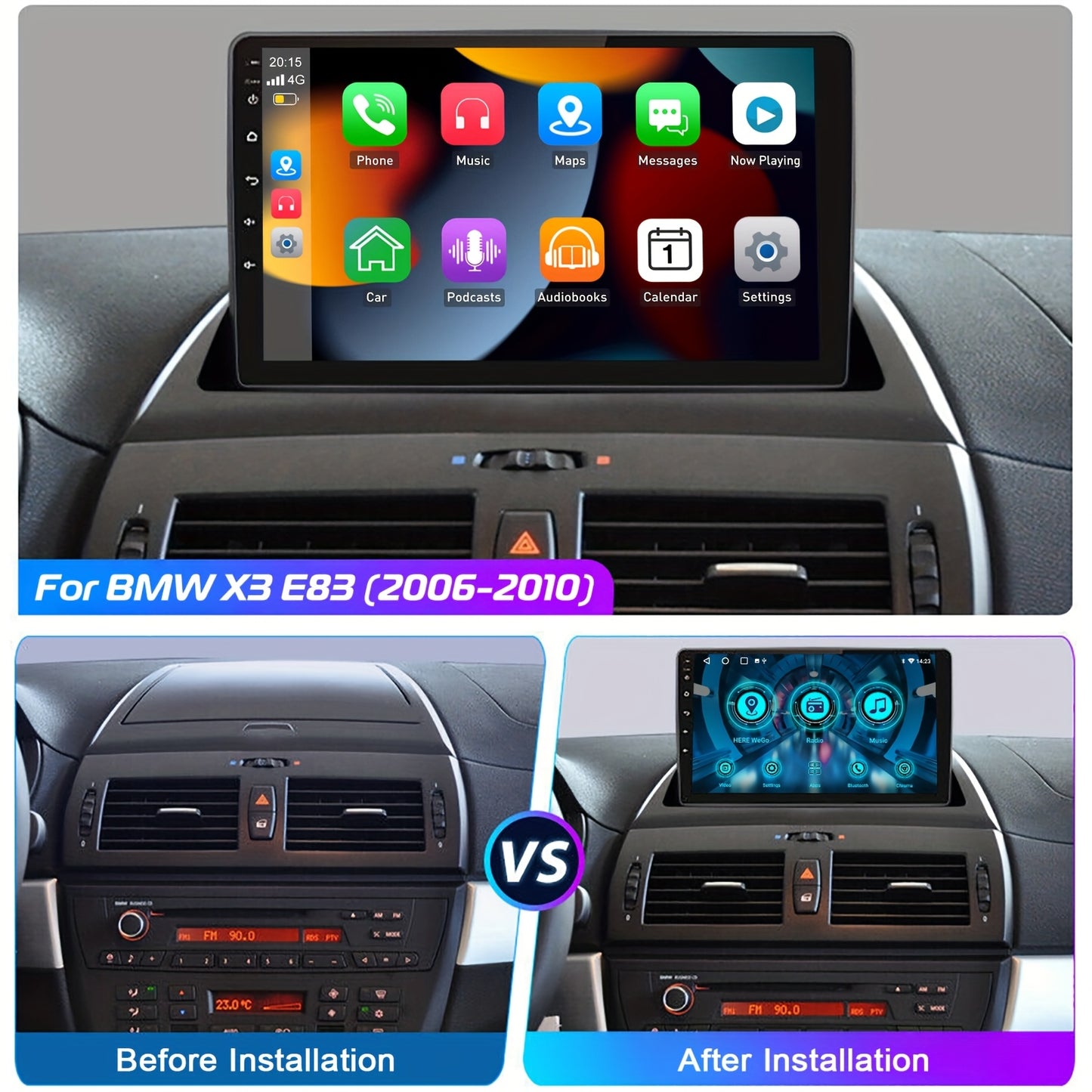 Android 15 Autoradio – Multimedia Systeem – Navigatie Unit – Inbouw Radio – Touchscreen Radio – 9 Inch HD Scherm – Draadloze CarPlay & Android Auto