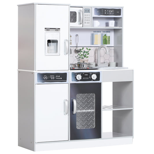 Speelkeuken – Kinderkeuken – Speelhuiskeuken – Keukentje – Speelkeukentje – Wit – RVS Speelgerei – Licht- en Geluidseffecten