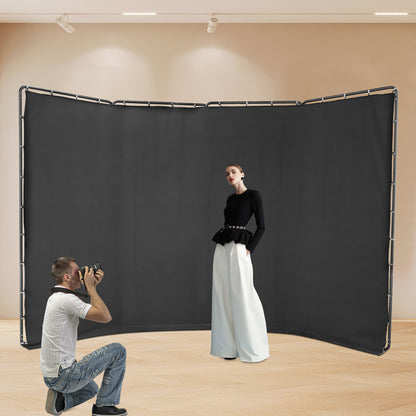 Fotografie Achtergrondstandaard – Backdrop Frame – Fotostatief – Studio Beugel – Achtergrondhouder – 4x2,4m Polyester – Makkelijk Montage & Draagtas
