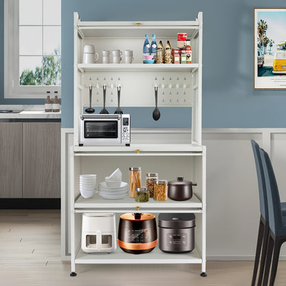 Keukenrek – Keukenkast – Keuken Organiser – Staand Rek – Opbergrek – 5 Laags – Roestvrij Staal – Wieltjes Met Rem