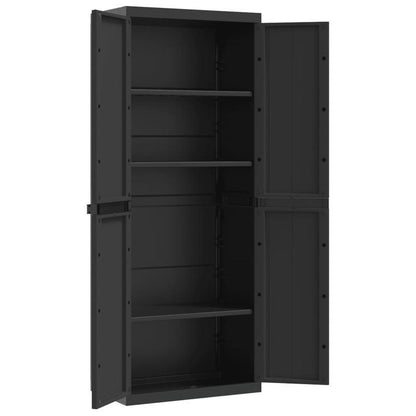 Tuinkast – Tuinschuur – Opbergkast – Tuinberging – Buitenbox – Duurzaam PP Materiaal – 65x37x165 cm – Met Slot en Planken